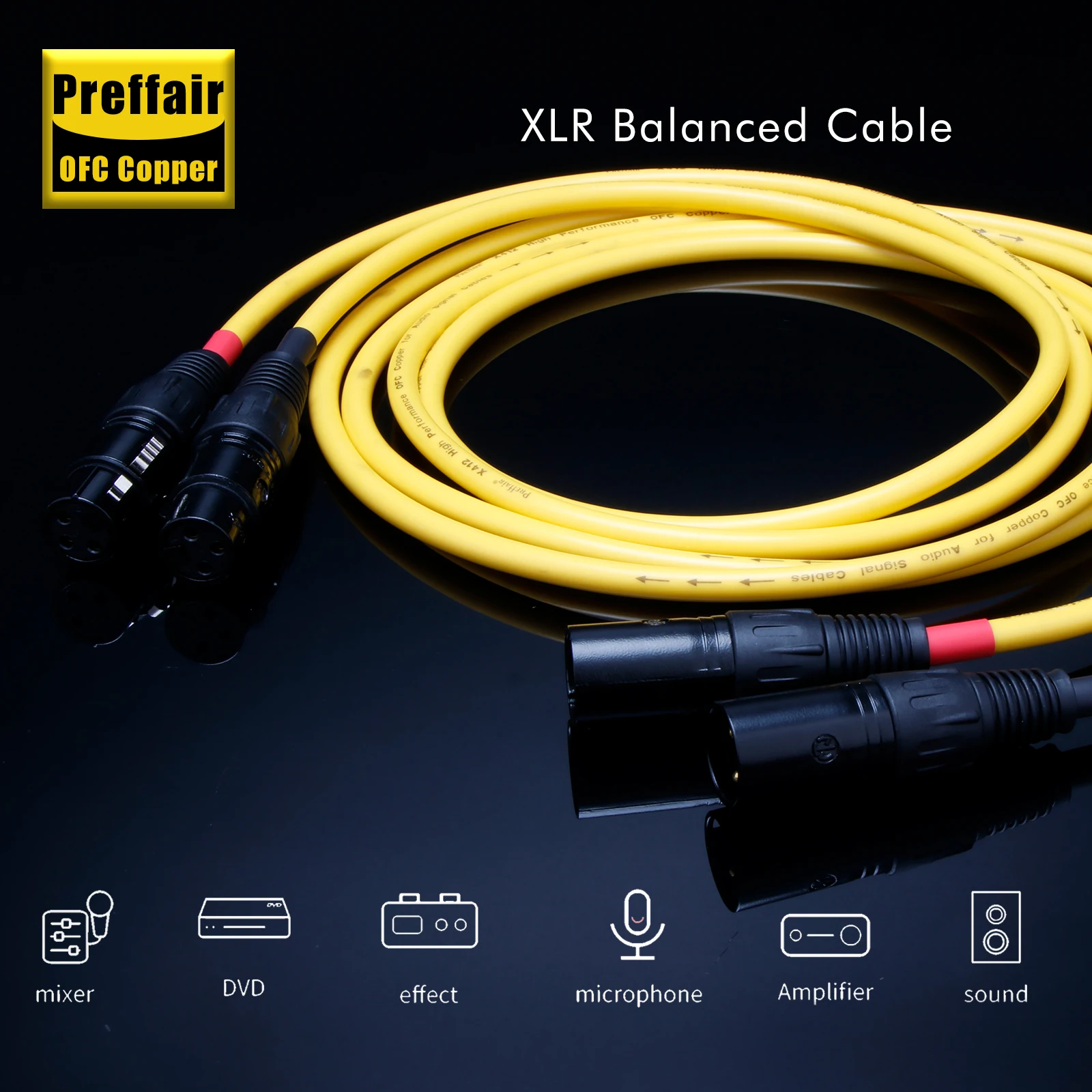 HiFi 2XLR Audio Cable Silver Plated 3 Pin XLR Male to Female Audio Cord for Microphone Amplifier