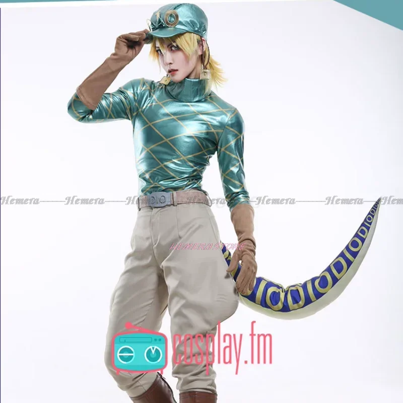 Bizarre7 Steel Ball Run Diego Dio Bulando Full Set Cosplay Costume with Hat Adventure and Dinosaur Tail Suit Cosplay