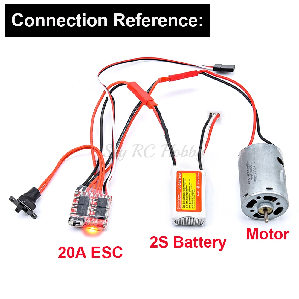 Controlador de velocidad del Motor de cepillo RC ESC 20A/30A, freno inverso delantero 2S para controlador, piezas de tanque de coche y barco