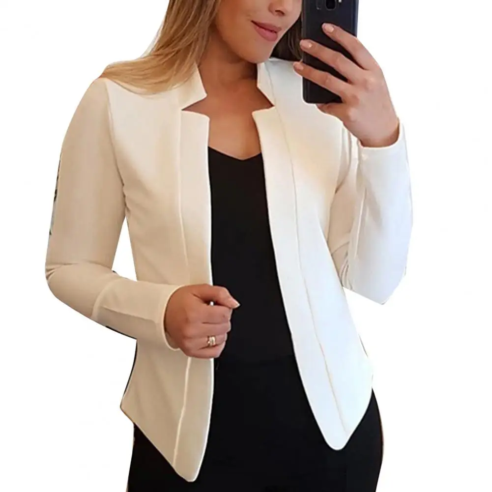 Outwear Tops Solid Color Jacket Suit Soft All-match  Elegant Long Sleeve Jacket Suit