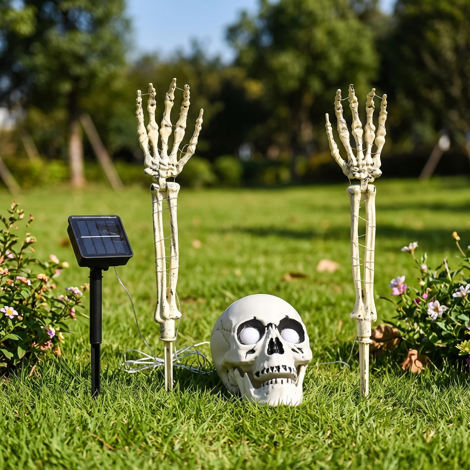 Skull Light with Ground Stake Spooky Skeleton Hand Candle Stake Lights Skeleton Hand Light Outdoor for Yard, Garden - view 3