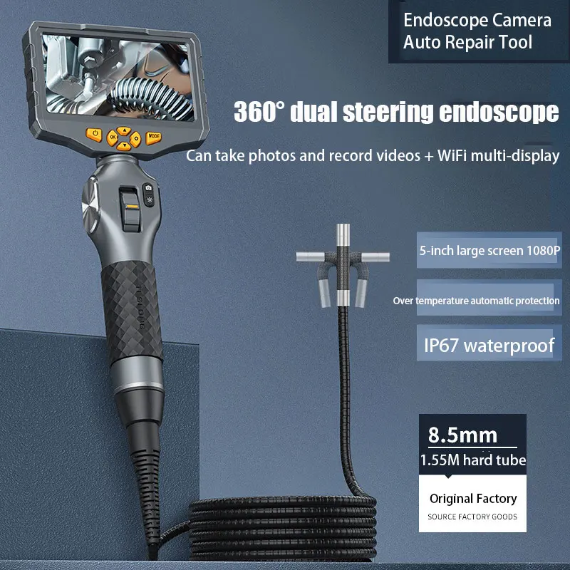 

Endoscope Camera For Auto Car Inspection Tool With 360 Degree Rotary High Resolution 1080P Screen Waterproof Camara Endoscópica