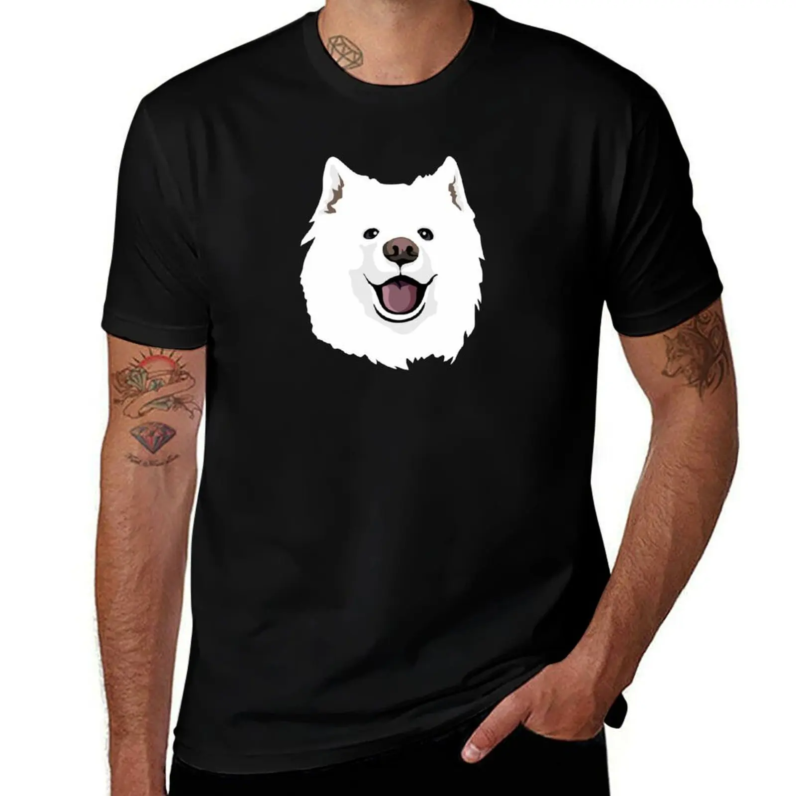Happy Samoyed T-Shirt Summer Holiday Casual Tee T-Shirt