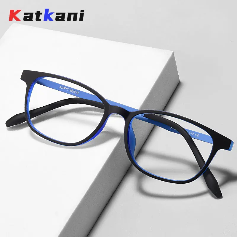 

KatKani Retro Ultra-light Small Myopia Eyewear Women Round Rubber Titanium Optical Prescription Eyeglasses Frame Men 9835XP