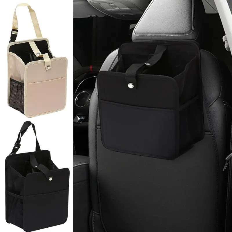 Car Seat Back Storage Bag 20L Foldable Car Garbage Can Thick Oxford Cloth Behind Headrest Tissue Holder For Umbrellas Bottles