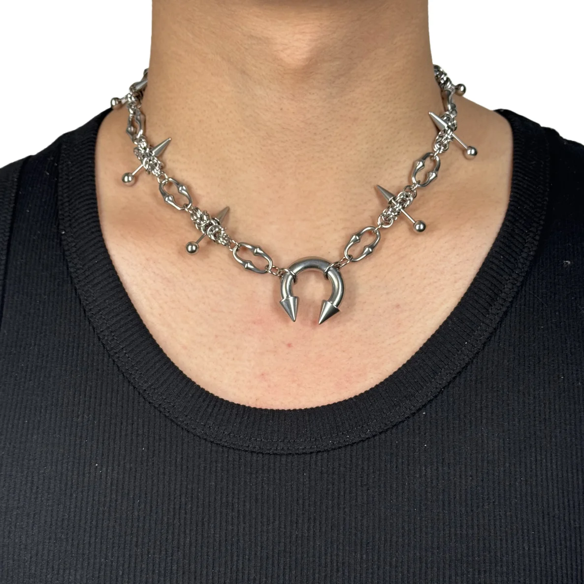Punk Grunge Rock Rivet Clavicle Chain Cool Fashion Handmade Spike Necklace Goth Charm Jewelry Hip Hop Accessories Gift