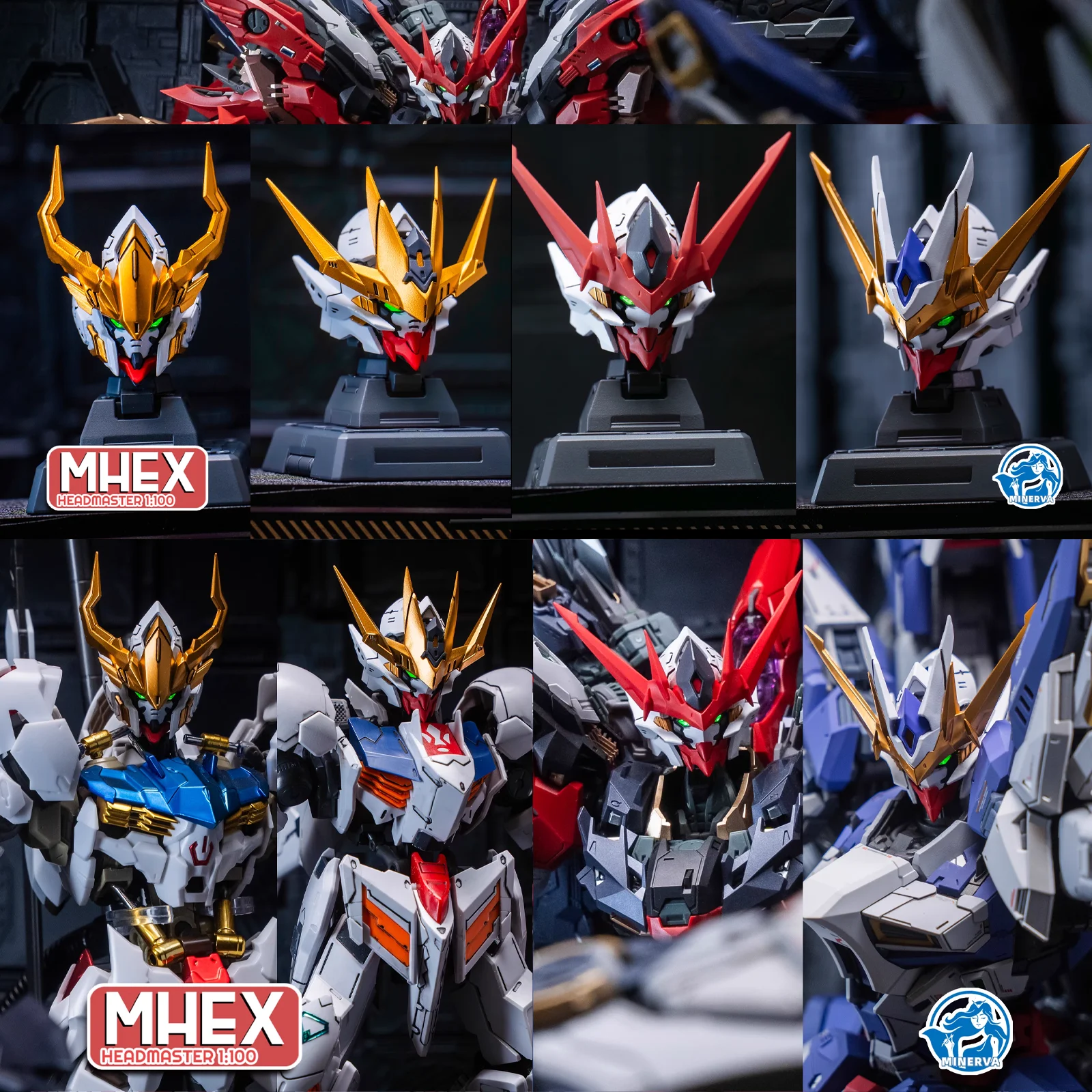 Minerva Hobby Mechanical Myth Series 04: تمثال رأس Lingxuzi Mecha، مجموعة كاملة مرسومة مسبقًا متوافقة مع MG Barbatos