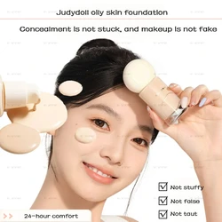 Judydoll Oily Skin Long-Lasting Makeup Foundation Waterproof Sweatproof Concealer Shine-Control Cloud Soft Flakeless Foundation