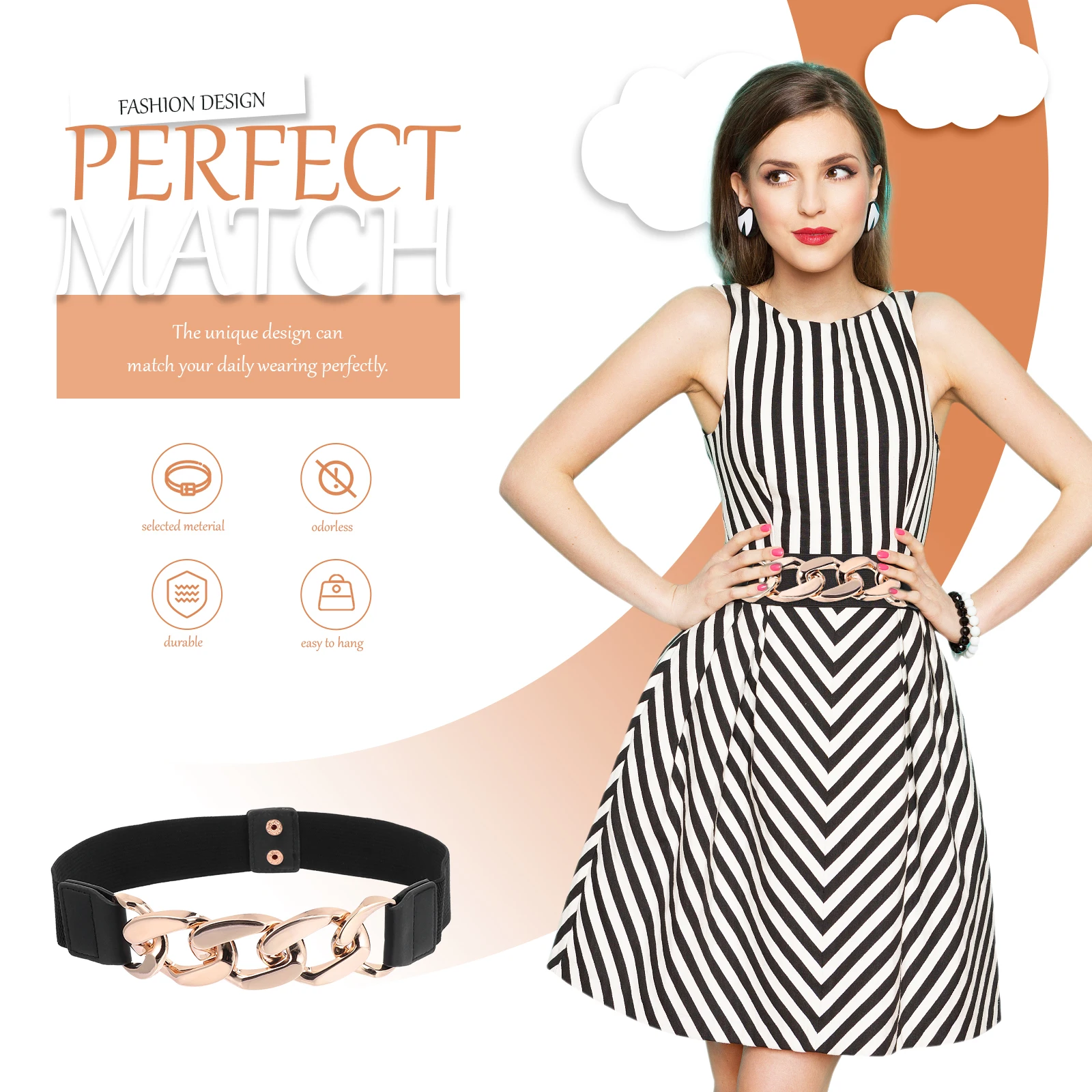 

1pc Fashion Waist Belt Women Stylish Lady Belt Decorative Clothes Accessory Durable Light Easy Carry Design