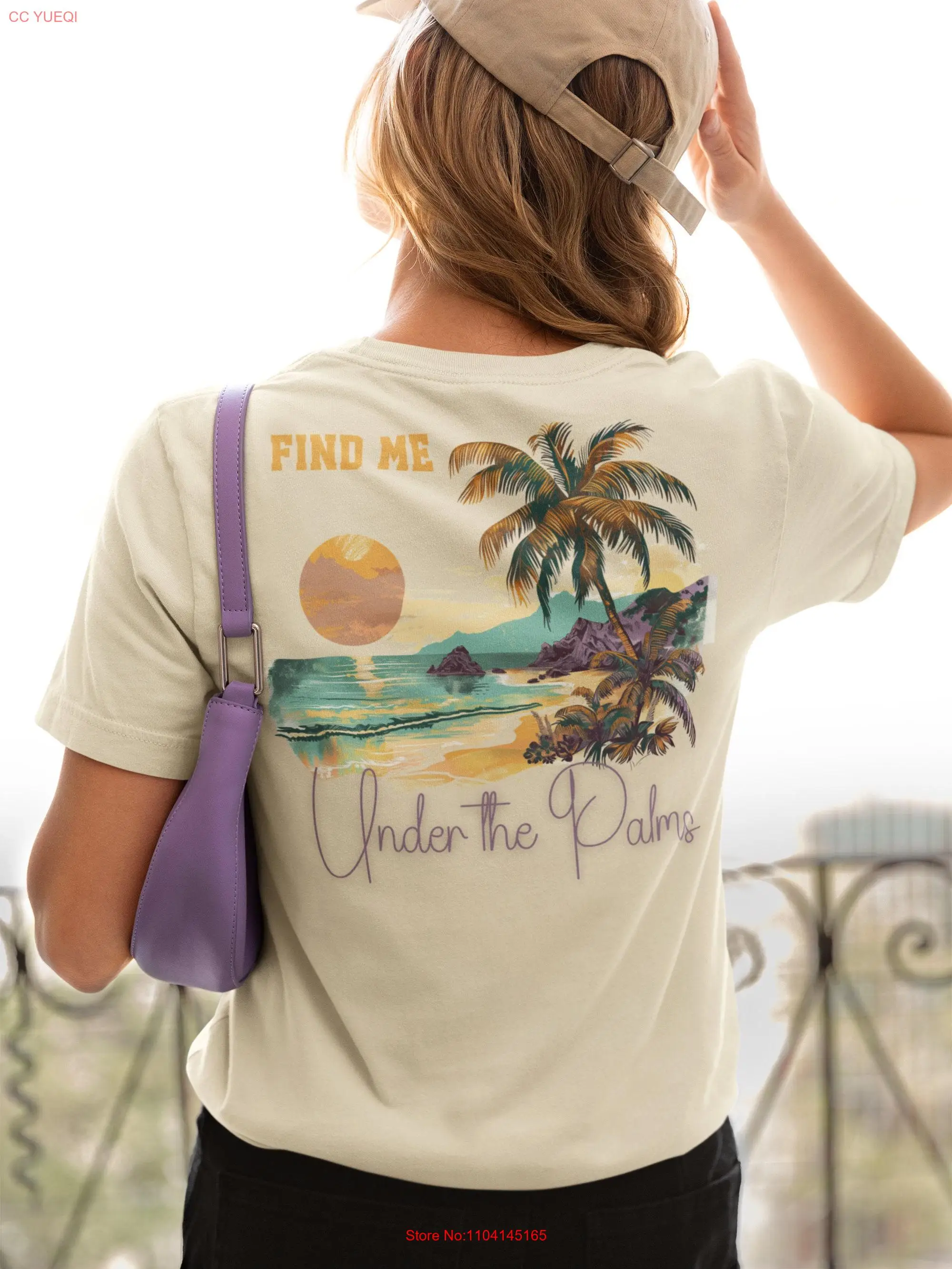 Vintage Beach T Shirt for Summer Island Lover Top Travel Vacation Sunset Beachwear Back Design  long or short sleeves