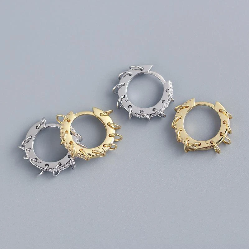 ANENJERY CZ Zirkon Kreis Creolen für Frauen Männer Punk Trendy Party Zubehör Mode Schmuck Geschenk – Detail 6