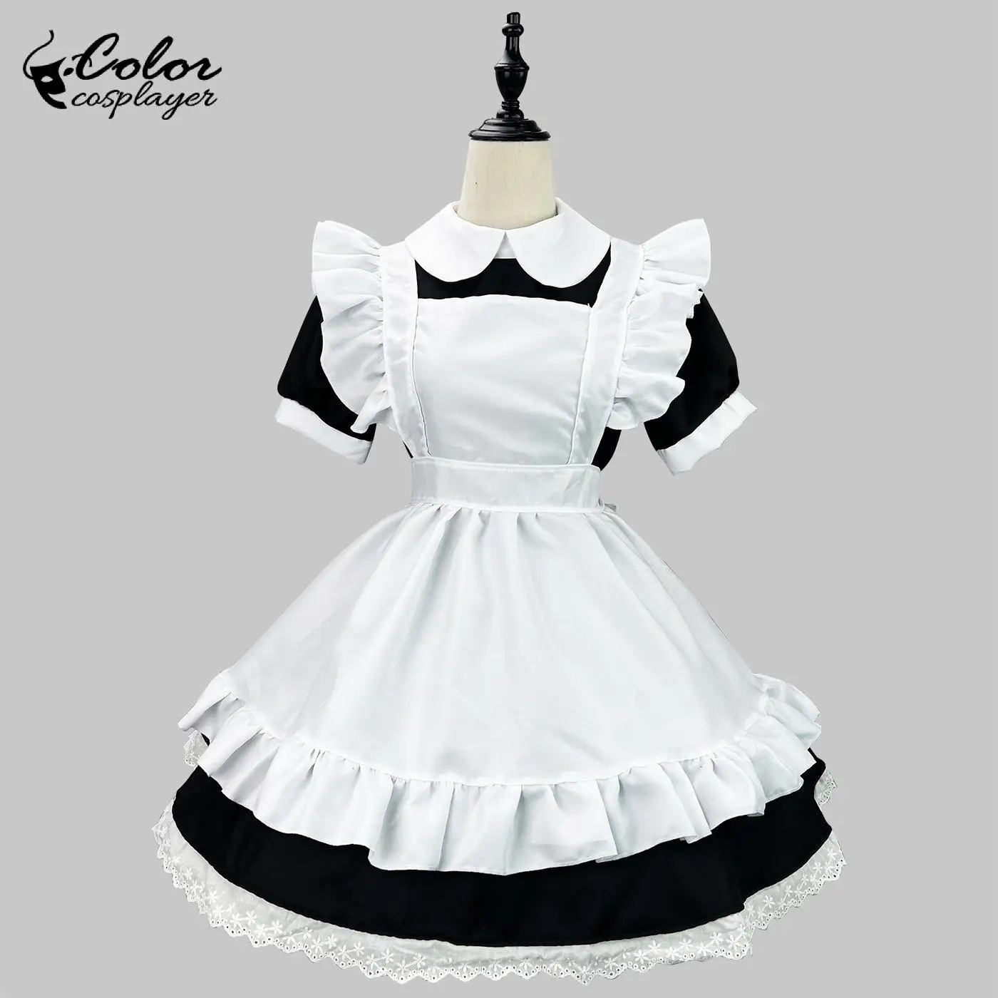 اللون تأثيري الأسود لوليتا البدلة خادمة تأثيري حلي مقهى خادم موحدة أنيمي دور فستان أنيمي ارتداء ملابس الهالوين #2