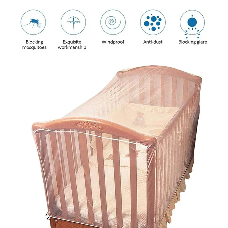 Summer Crib Mosquito Net Four Seasons Universal Foldable Breathable Crib Net Baby Bed Anti-mosquito White Mesh Cover 135*60*90CM