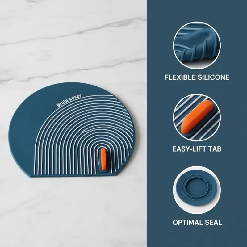 Silicone Floor Drain Cover Anti Odor Hair Catcher Reusable Anti Clogging Stopper for Bathroom Shower Sink view 5