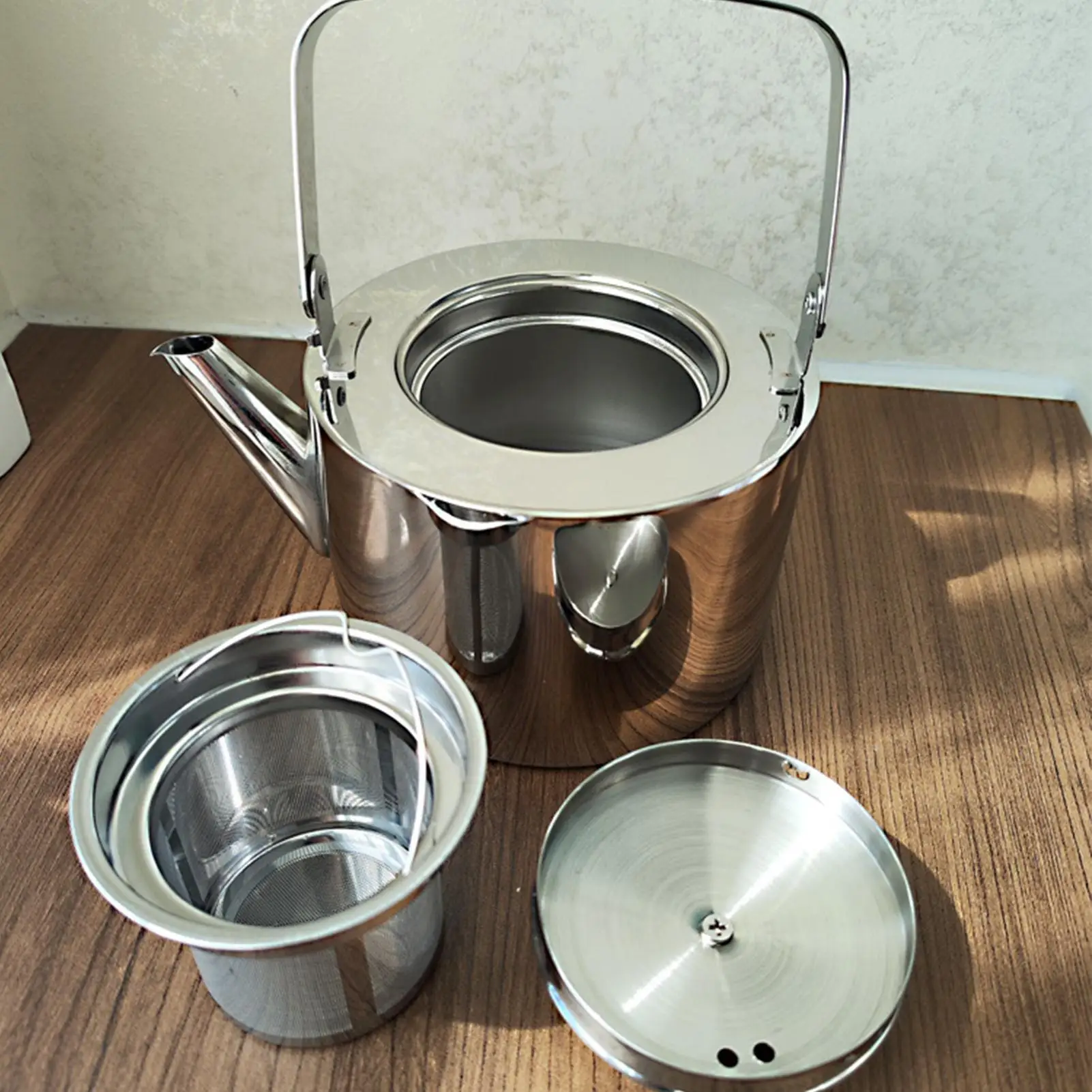 

Stainless Steel Tea Kettle 1.3L Metal Brewing Teapot With Handle And Infuser Household Stove Kettle For Travel Kitchen Home
