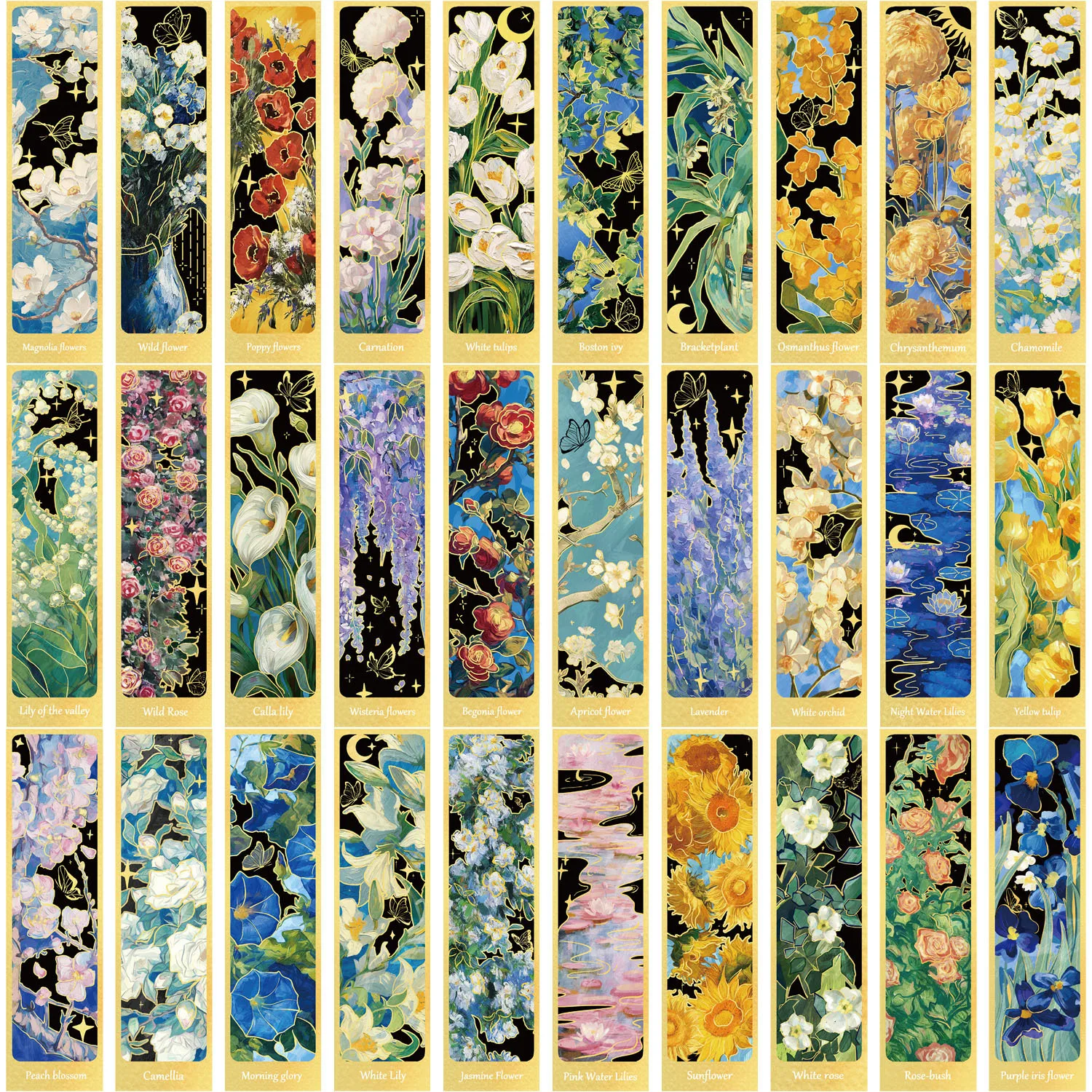 30 Stück Vintage Blumen-Ölgemälde Lesezeichen Kreative Papiermarker für den Täglichen Bürogebrauch Künstlerische Ästhetische Designs für Leser