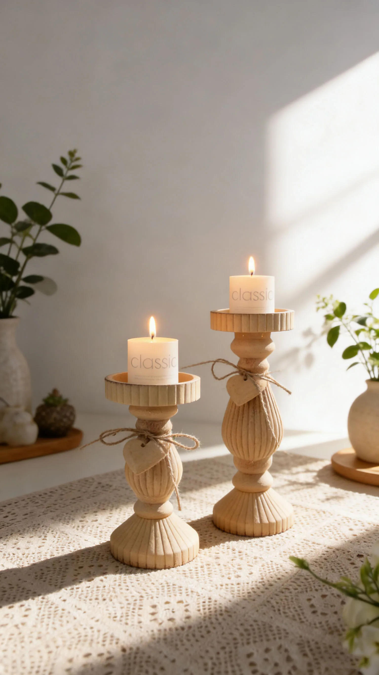 Wooden Candle Holder Rustic Natural Wood Candelabra for Home Decor Wedding Birthday Party Christmas Festive Table Decoration