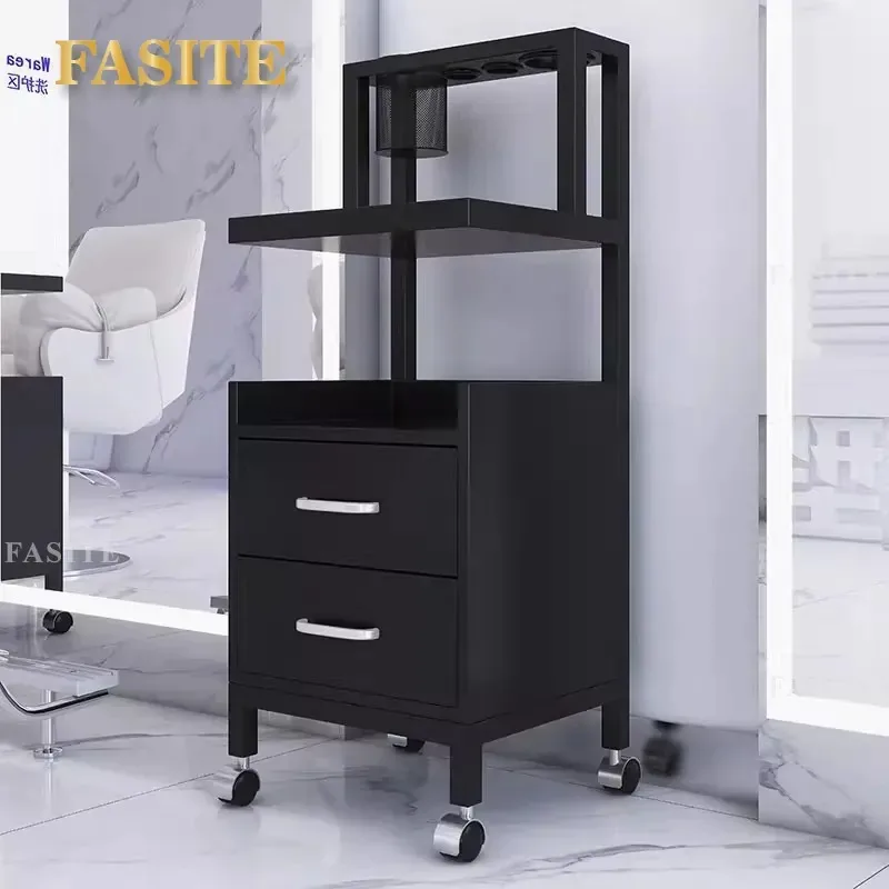 For Barber Shop Cabinet Hair Tool Cart Hairdressing Trolley Storage Rack Small Mobile Organizer Table Wholesale