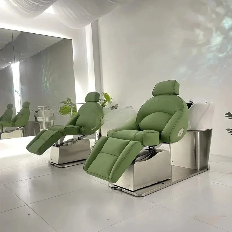 

Electric Adjustable Rotating Barber Shop Ceramic Basin for Hair Washing Station Half Lying Flushing Bed