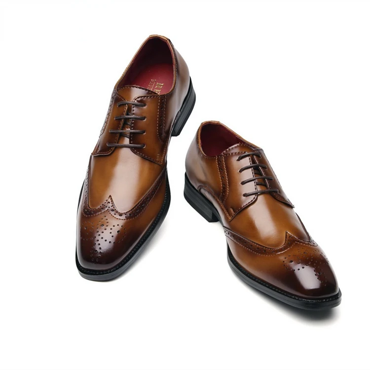 Zapatos de cuero de vestir para hombre, calzado británico de cuero tallado, con cordones, estilo Derby, puntiagudos, Oxford, para fiesta, oficina y boda, novedad de 2022