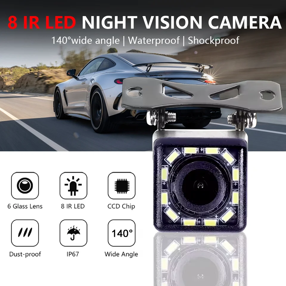Car Rear View Camera 170 Degree HD Video Night Vision Reversing Auto Parking Camera CCD Waterproof LED Auto Backup Monitor