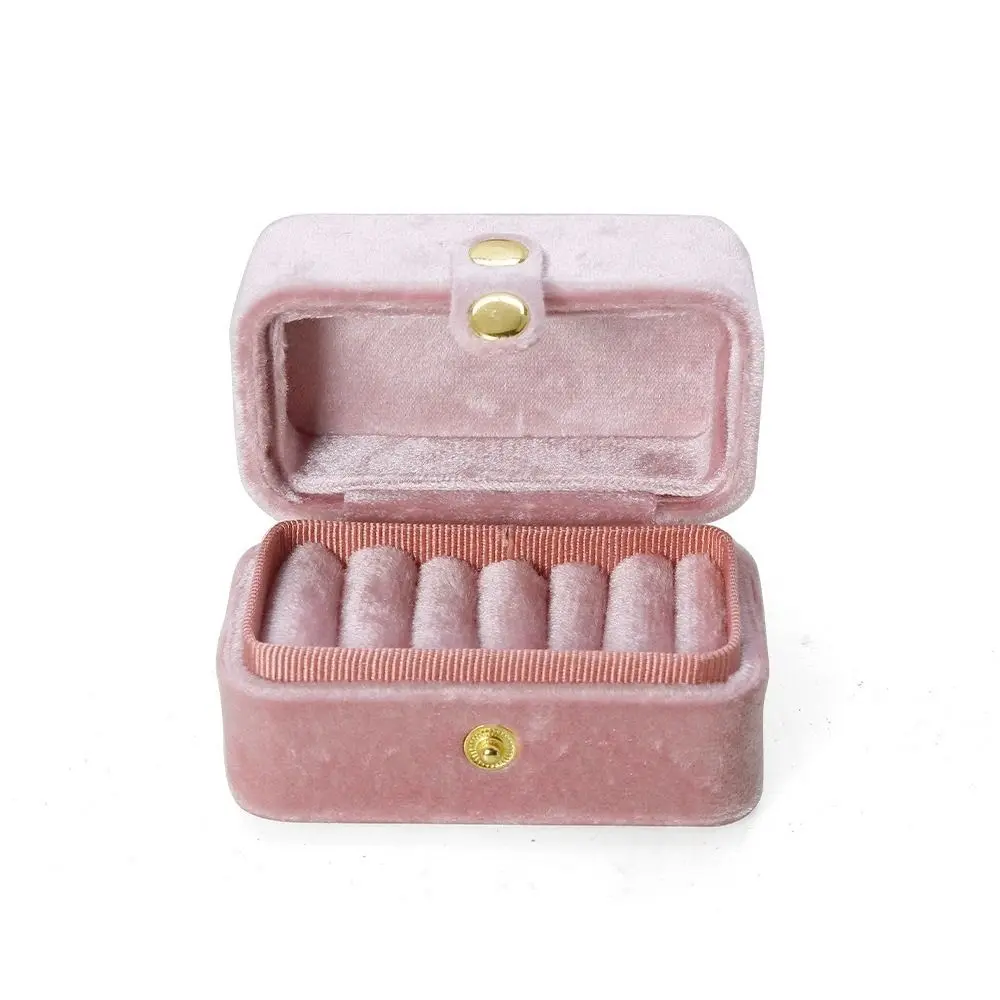 

Portable Retro Velvet Ring Box Exquisite Jewlery Organizer Mini Ring Storage Box Ear Studs Case Ring Earring Holder Store