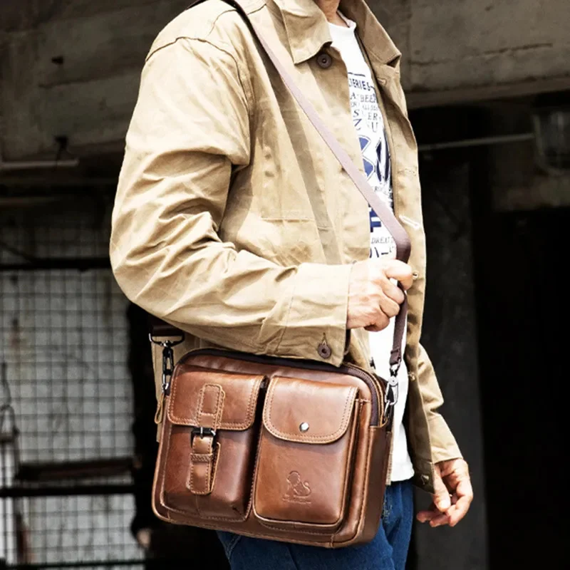 Pure Genuine Leather Men's Shoulder Bag Luxury Handbags Business Cowhide Male Crossbody Bags Vintage Man Messenger