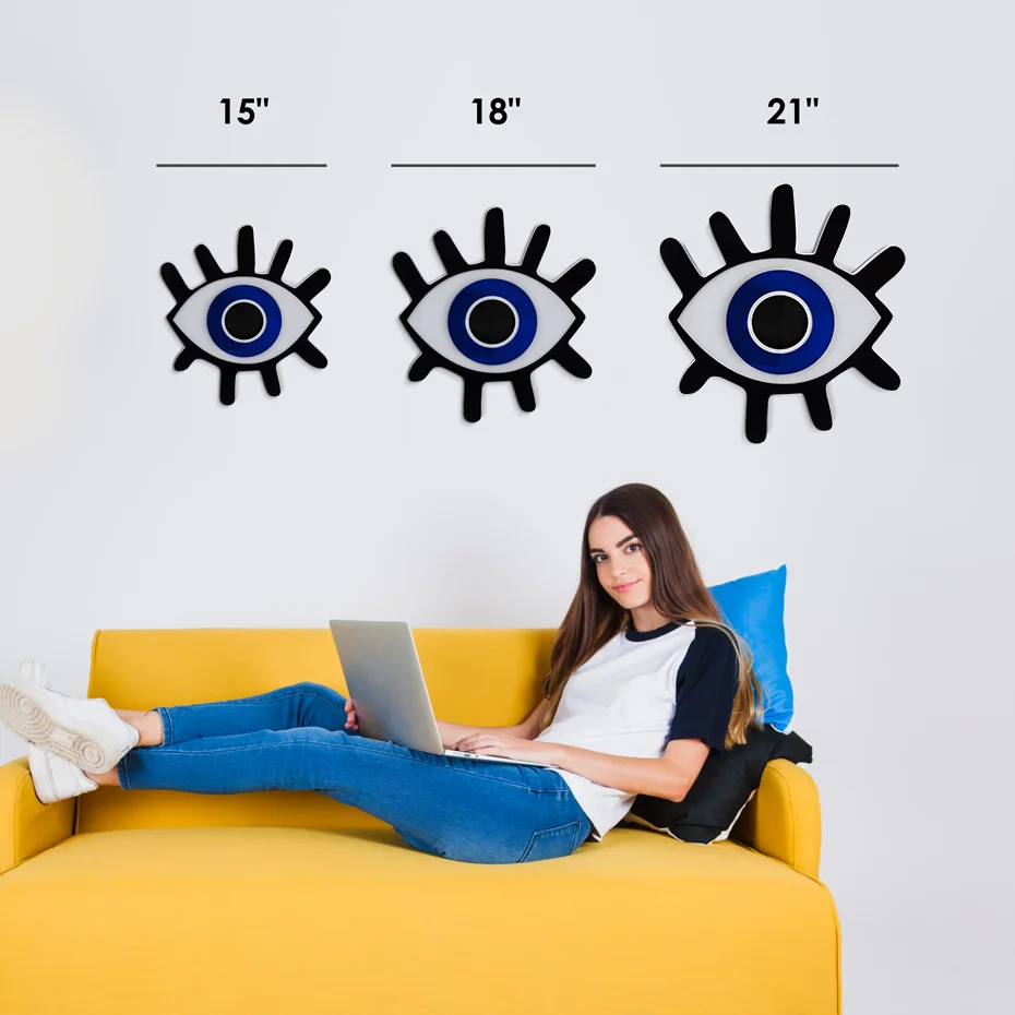 Lashed Evil Eye 3D Wall Art Acrylic 3D Wall Hanging Mirror Modern Home Decor for Bedroom Living Room Dorm Decor Salon Decor