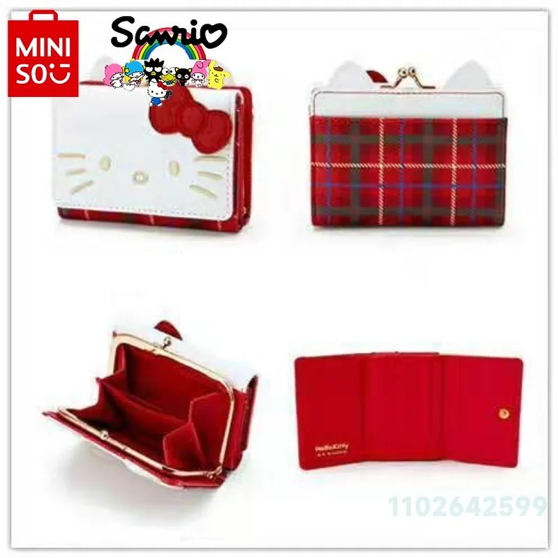 Miniso Sanrio New Women's Wallet Luxury Brand Fashion Mini Zero Wallet Cartoon 3D Multi Slot Wallet Card Bag Large Capacity