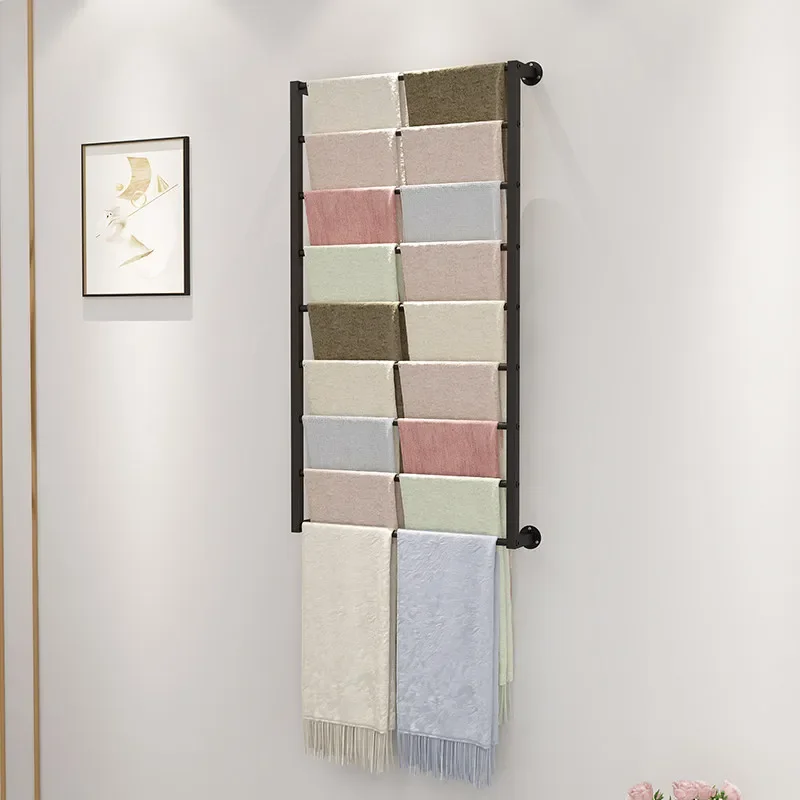 

Iron Artwork With Painted FinishScarf Display Rack Silk Scarf Rack Wall Multi-layer Hanger Shawl Fabric Towel Pendant Display St