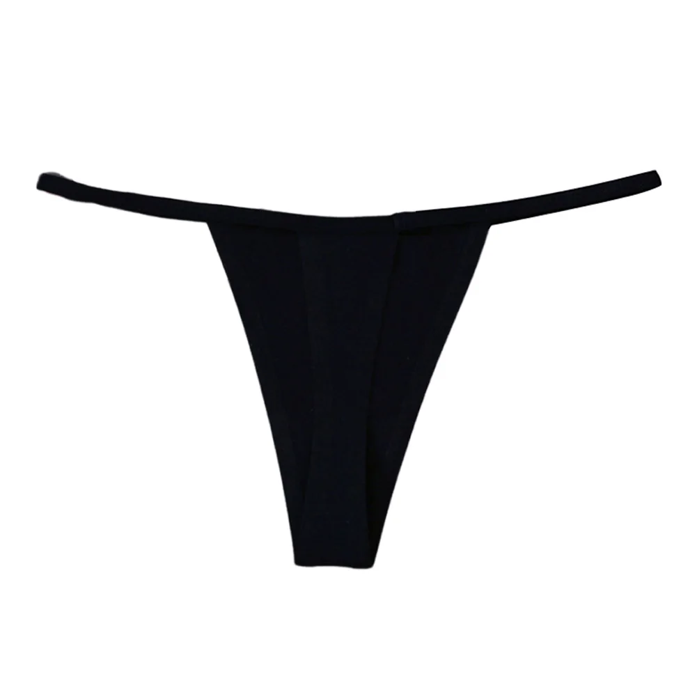 Black Low Waist Underpants Comfortable Thongs Applicable For All Seasons Brand New Item Daily Wear Moderate Elasticity