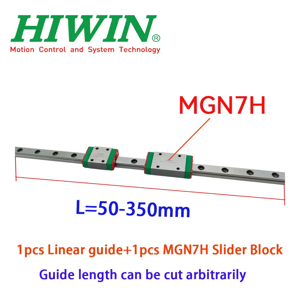 Free Shipping HIWIN Original genuine MGN7 Miniature Linear Guide Rail L=50-350mm+1pcs MGN7H Slider Block For 3D Printers