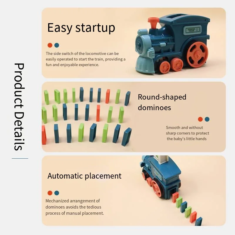 قطار الدومينو للأطفال، مجموعة الدومينو الملونة الكهربائية الأوتوماتيكية، ألعاب تعليمية كتل هدية للأولاد والبنات