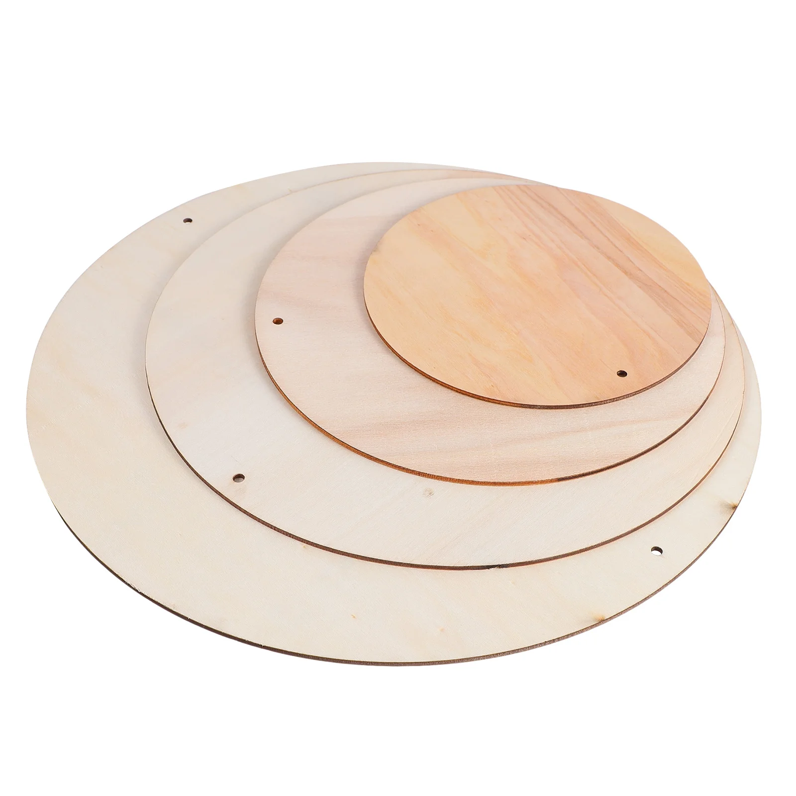 4 قطعة لوحات دوائر فارغة خشبية طبيعية قطع خشبية غير مكتملة دهان داي حرفية رسم بلاط قطعة خشبية غير مكتملة