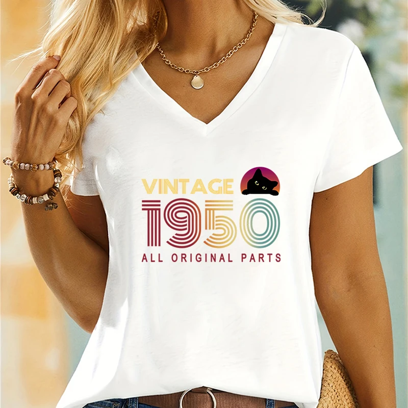 Women's Birthday Gift T-Shirt Vintage 1958 All Original Parts Graphic T Shirts Women Born 1958 T-Shirt 66th Birthday Gift Women