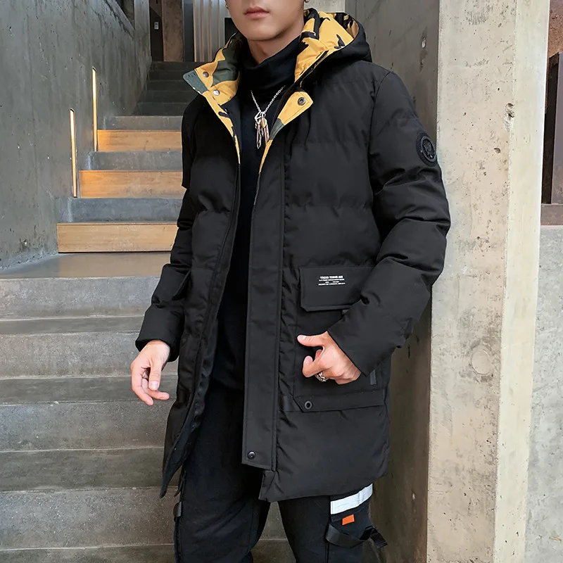 

Теплая повседневная свободная мужская хлопковая куртка N2025: зимняя, модная, простая, с капюшоном, средней длины, приталенная, молодежный тренд