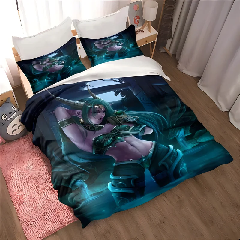 World of Warcraft pattern home textile set, bedding pillowcase quilt cover, delicate three-piece set, beautiful Christmas gift