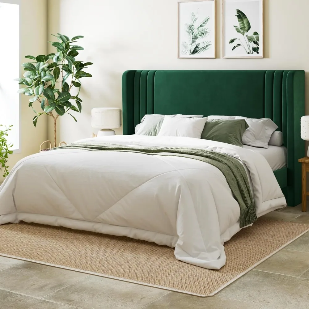

Queen Size Bed Frame with Vertical Tufted Wingback Headboard, Easy Assembly, Under Bed Storage, No Box Spring Required