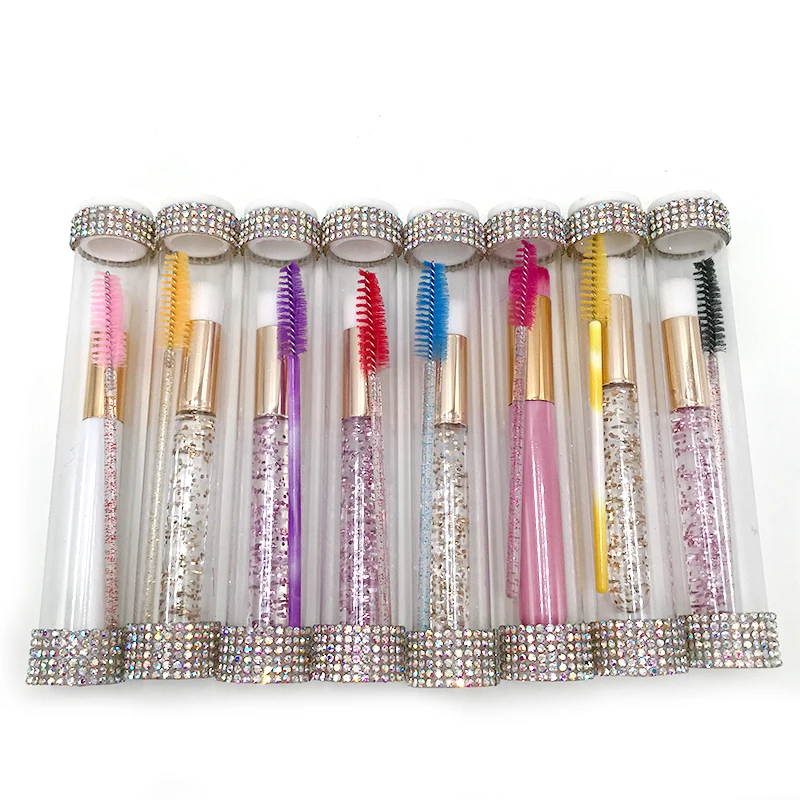 Custom Logo Eyelash Cleaning Brush with Mascara Wands with Diamond Bottle Eyelash Extension Makeup Kit