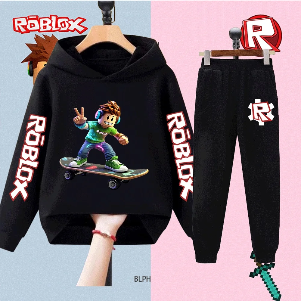 

Kids Roblox Skateboard Print Y2K Boys Girls Casual Long Sleeve Shirt and Pants 3-12Y Fashion Cartoon Clothing Set
