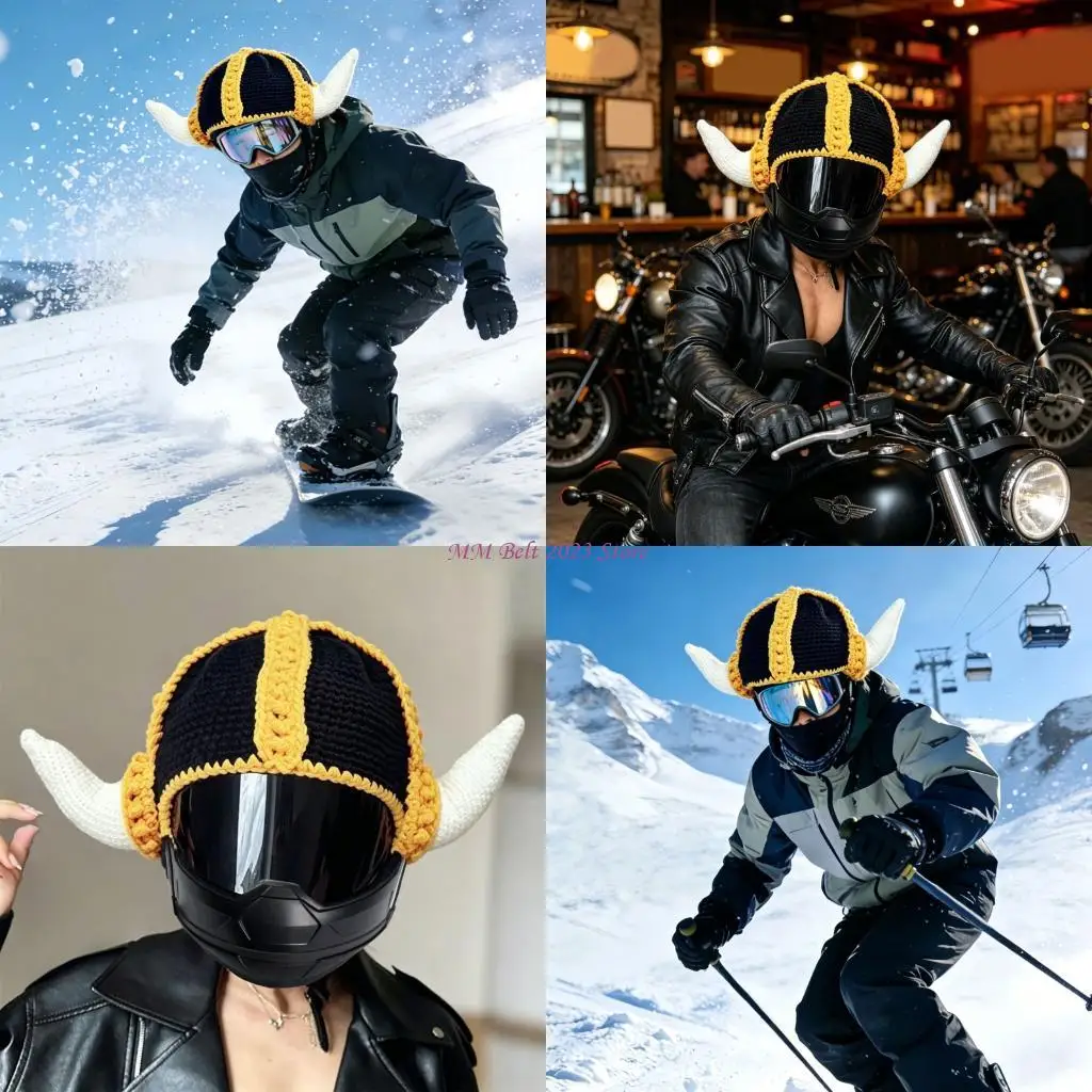 49ME Funny Motorcycle Helmets Cover With Horn Protective Colver For Safety Visibility Styles of Daily Wear Various Occasion
