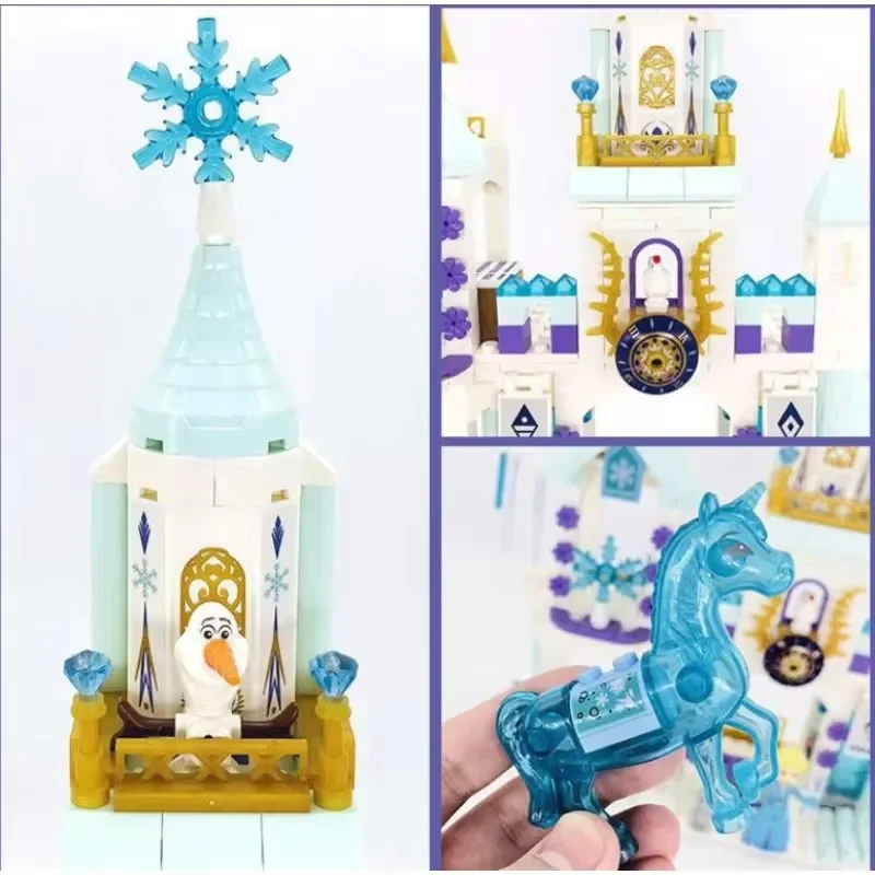 Disney Frozen Princess Snow Castle Building Blocks giocattoli set film giocattoli educativi assemblati regali fai da te per ragazze