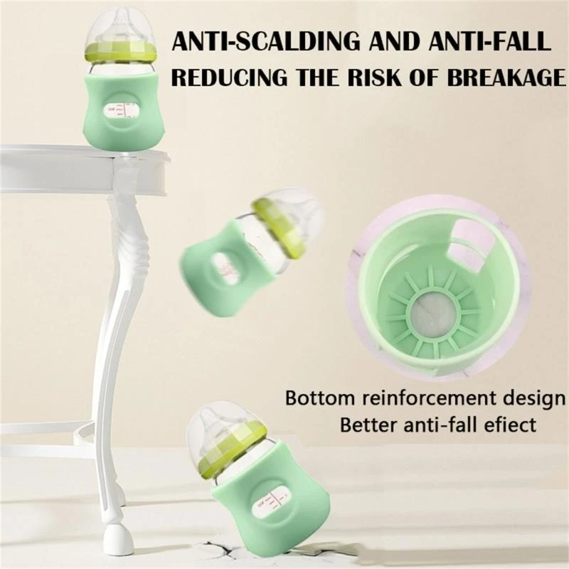 Flexible Bottle Holder with Handles Shockproof Sleeve Silicone Cover for Glass Baby Bottles Drop Cover 4pcs 425F