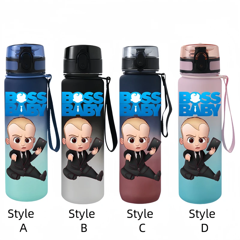 650ML De Boss Baby schattige Anime Karakters Waterbeker Draagbare kinderen Outdoor Grote Capaciteit Plastic Antidrip Waterfles