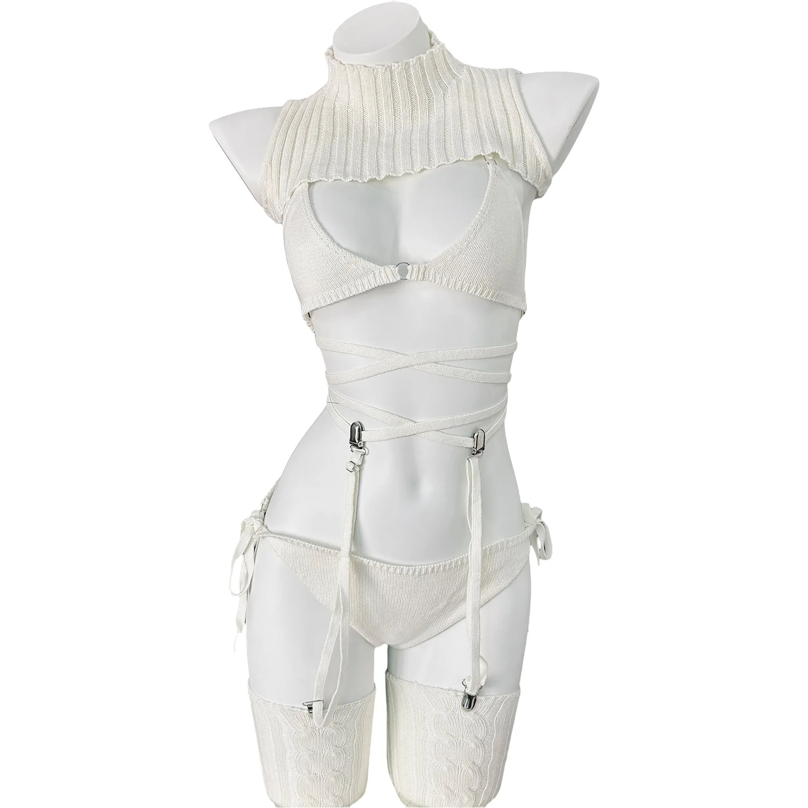 

Боди на Хэллоуин, костюм для косплея, женский сексуальный белый свитер, боди, костюм кролика для девочек, униформа, одежда, топ + бикини + носки + перчатки