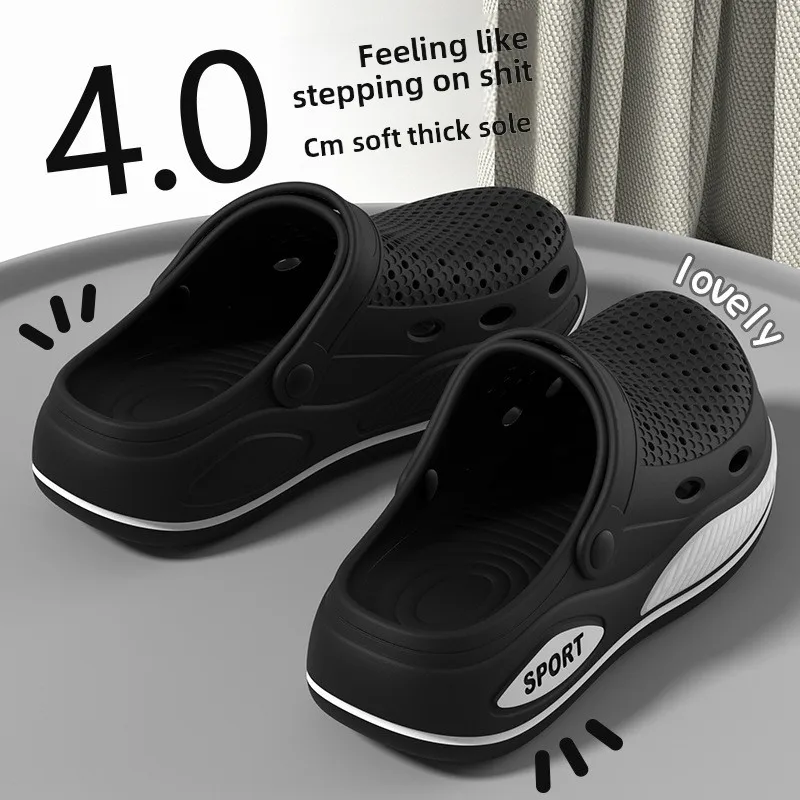 

2026 new perforated shoes for men, with cool toe and thick sole, breathable, non slip, and odorless beach shoes
