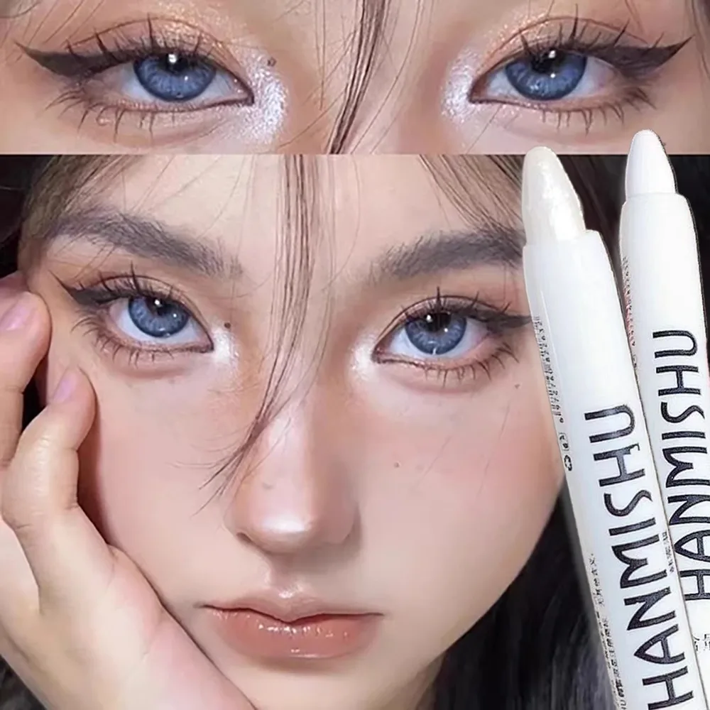 1PC Glitter Highlighter Pen Pearlescent Matte White Silvery Brighten Eyeshadow Stick Shiny Eye Face Makeup Dazzling Effect