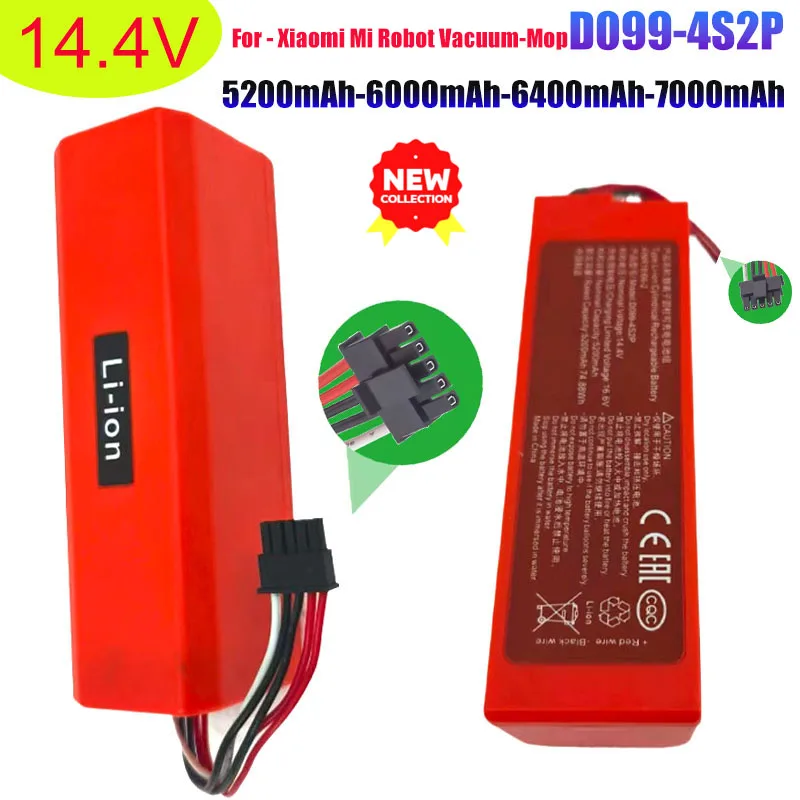 

14.4V D099-4S2P 4400mAh-7000mAh Replacement Battery for-Xiaomi Mi Robot Vacuum-Mop 2 Pro Vacuum-Mop 2 MJSTS1 C101 MJSTP 74.88W
