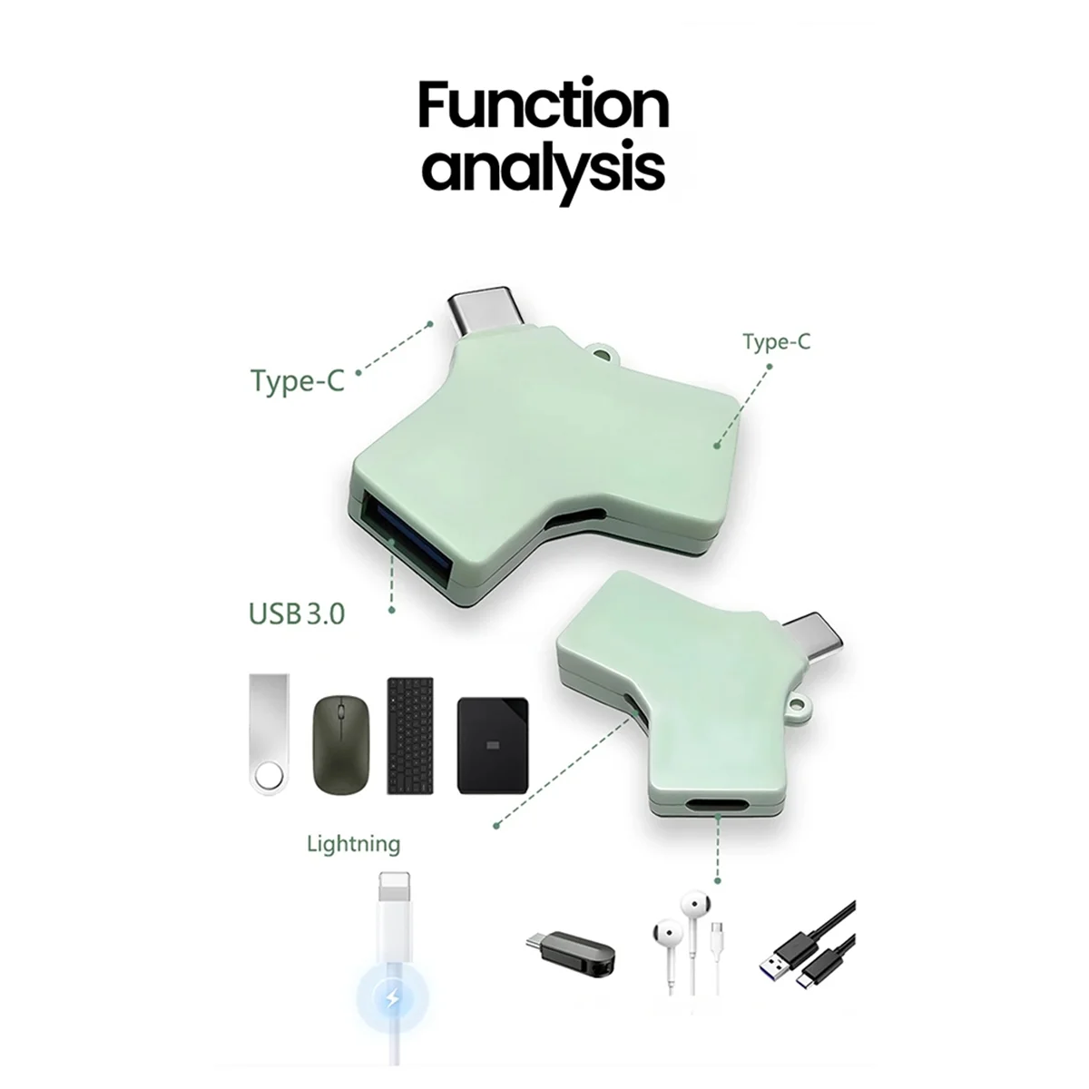 A49T OTG-Adapter für Typ-C Micro-Lighning-Adapter USB 3.0-Adapter-Konverter für USB-Flash-Laufwerk