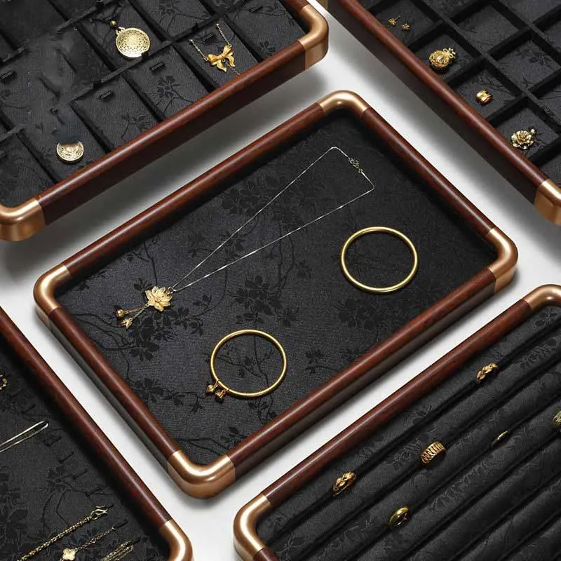 Chinese Style Solid Wood Jewelry Display Tray Gold Jewelry Necklace Ring Jade Storage Viewing Tray Jewelry Storage Tray ZJ50